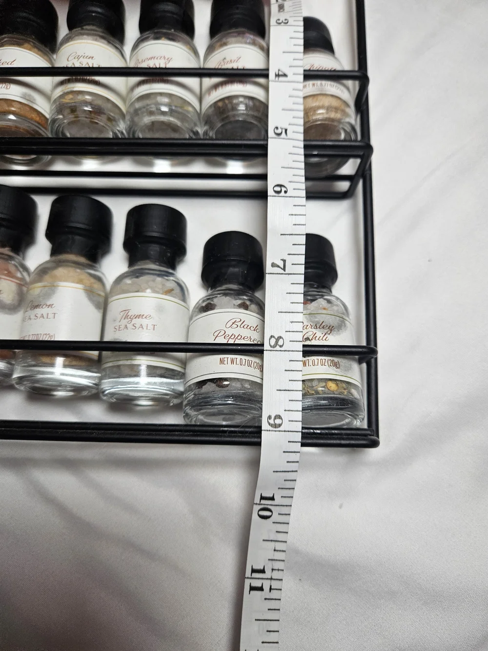 Black Metal Rack With Spiced Sea Salt with Clear Glass Jars